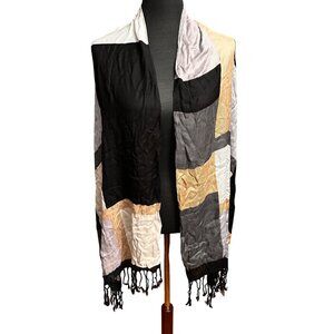 Apt 9 Scarf Wrap Shawl NWT Black Tan Gray 20 x 68 Women One Size